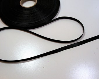 Black Ribbon, Double-Faced Black Satin Ribbon 1/4 inch wide x 5 yards, 445