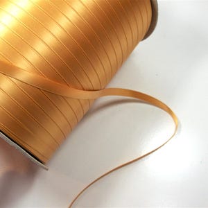 Gold Ribbon, Single-face Offray Old Gold satin ribbon 3/8 inch x 10 yards, Bin 9