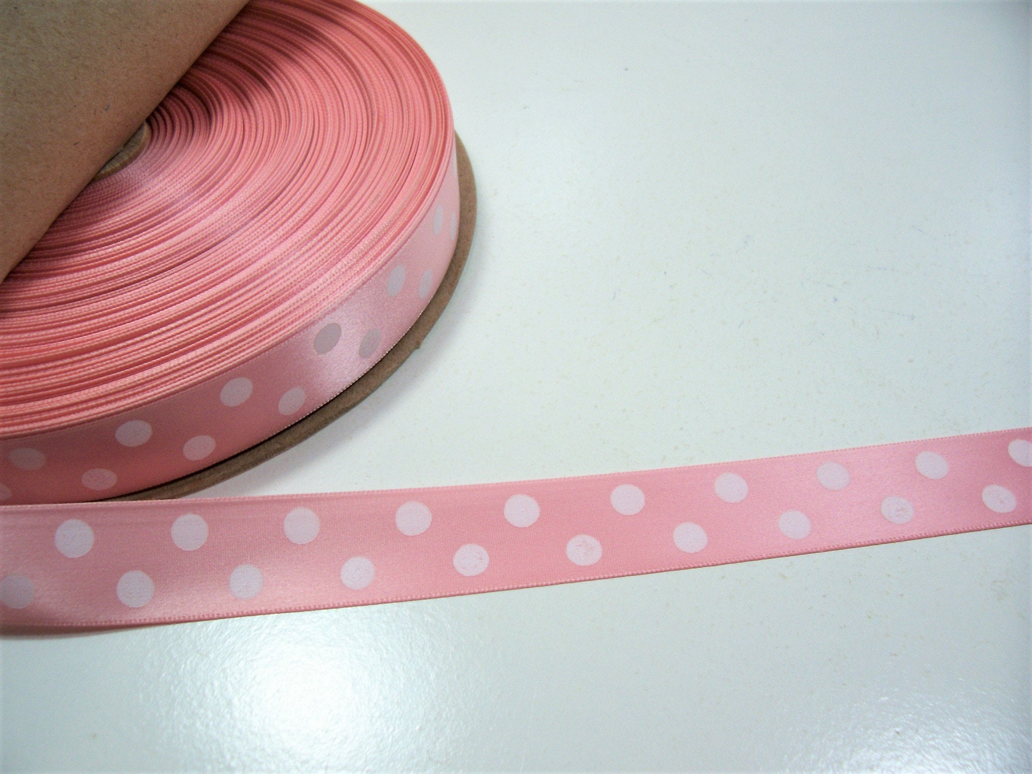 Pink Ribbon, Double-faced Fuchsia Pink Gold Edge Satin Ribbon 1 1