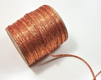 Metallic Copper Cord, Metallic Copper Rat Tail Cord Sewing Trim 1/8 inch x 13 yards, Schiff Finesse Copper Cord, 131