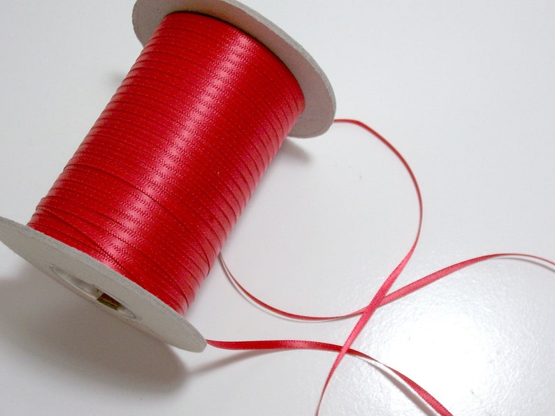 Red Ribbon, Double-Sided Red Satin Ribbon 1/8 inch wide x 20 yards, 151 image 1