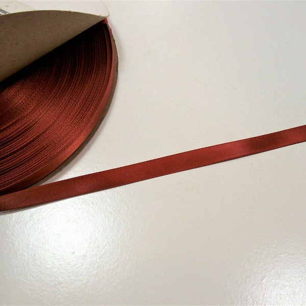 Burnt Orange Ribbon, Single-faced rust satin ribbon 3/8 inch wide x 10 yards, Schiff Ribbon, SECOND QUALITY FLAWED, 958