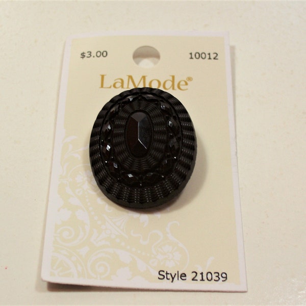 Black Button, Large Black Domed Button x 1 Piece, La Mode Button, 1 3/8 inch diameter, Fancy Button, 980