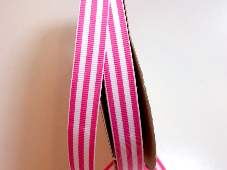 Pink and White Striped Grosgrain Ribbon 58 inch wide x 5 yards