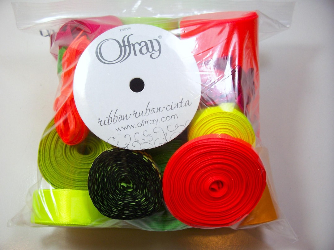 Mixte Ribbon Mixed Ribbon Scraps, Bag of Assorted Neon and Bright Ribbon and Trim ...