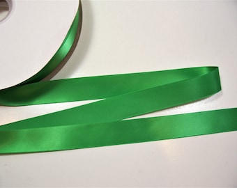 Green Ribbon, Single-Faced Schiff Spring Green Satin Ribbon 7/8 Inch Wide x 10 yards, SECOND QUALITY FLAWED, 330