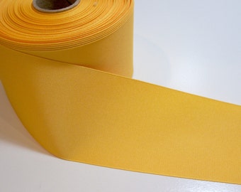 Wide Yellow Ribbon, Offray Yellow Gold Grosgrain Ribbon 3 inches wide x 10 yards, SECOND QUALITY FLAWED, 949