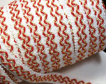 White and Red Gimp Trim,  White and Red Gimp Sewing Trim 7/8 inch wide x 6 yards, Imperio Brand, 755