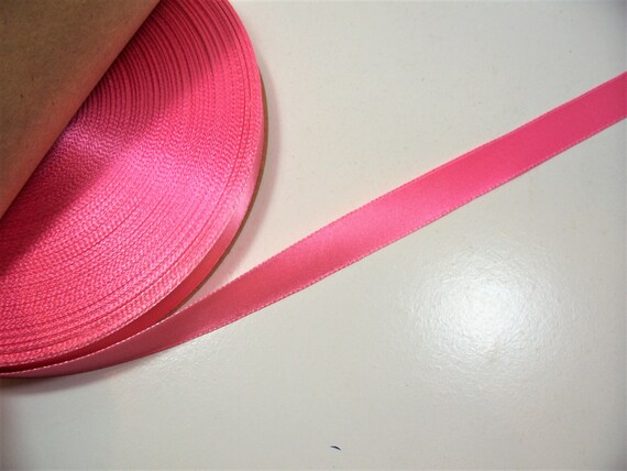 Hot Pink Ribbon 1-1/2 Inch x 25 Yards, Solid Color Rose Red Fabric Satin