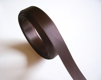 Brown Ribbon, Single-Faced Brown Satin Ribbon 5/8 inch wide x  10 yards, 341