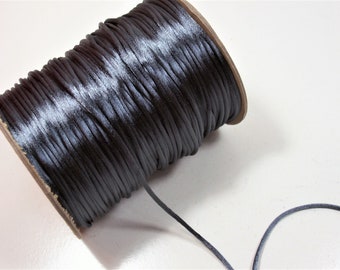 Dark Gray Cord, Dark Gray Rat Tail Satin Cord Sewing Trim 1/8 inch x 20 yards, 303