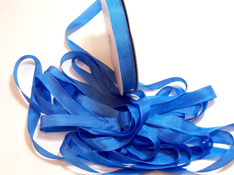 Hug Snug Blue Rayon Seam Binding 12 inch wide x 100 yards Blue Seam Binding Danube Blue Ribbon