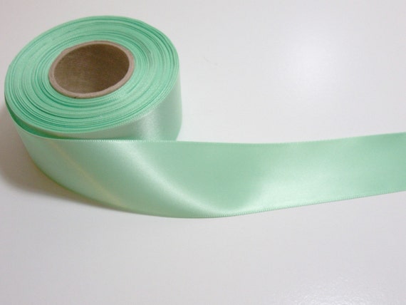 Green Ribbon, Mint Green Satin Ribbon 1 1/2 Inches Wide X 10 Yards,  Double-face Ribbon, Offray Mint Green Satin, SECOND QUALITY FLAWED, 771 