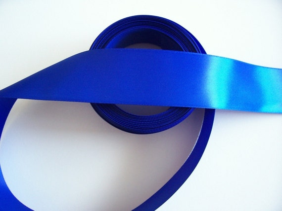 Blue Ribbon, Offray Royal Blue Satin Ribbon 1 1/2 Inches Wide X 10 Yards,  Single-face, SECOND QUALITY FLAWED, 1230 