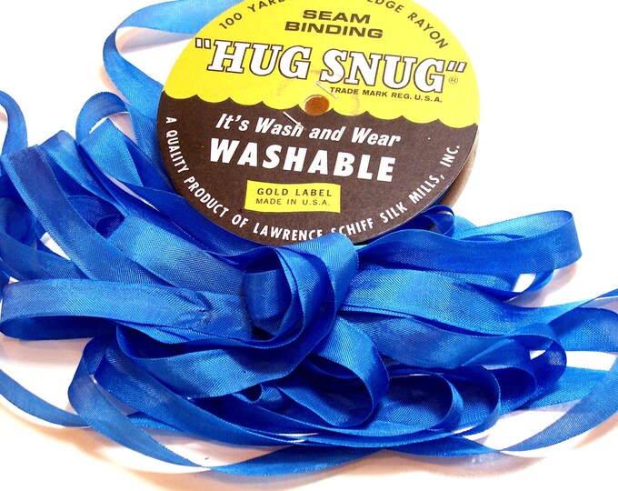 Blue Seam Binding, Hug Snug Blue Rayon Seam Binding 1/2 Inch Wide X 100