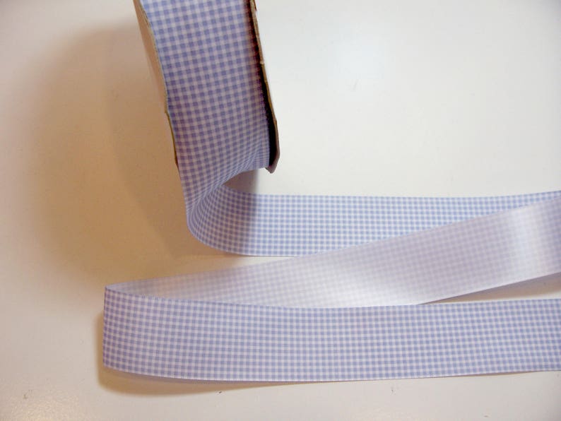 Periwinkle Blue Satin-Back Ribbon 1 12 inches wide x 10 yards Blue Gingham Ribbon
