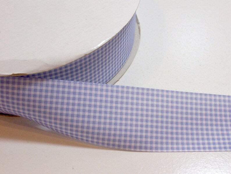 Periwinkle Blue Satin-Back Ribbon 1 12 inches wide x 10 yards Blue Gingham Ribbon