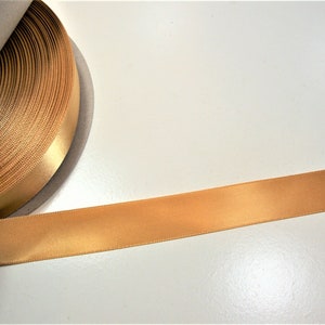 Gold Ribbon, Offray Double-Faced Old Gold Satin Ribbon 7/8 Inch Wide x 4 yards, Bin 6