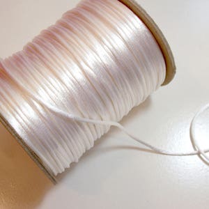White Cord, White Rat Tail Satin Cord Sewing Trim 1/8 inch x 20 yards, Bin 19