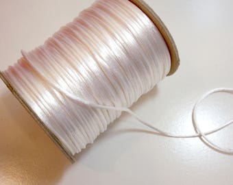 White Cord, White Rat Tail Satin Cord Sewing Trim 1/8 inch x 20 yards, 339