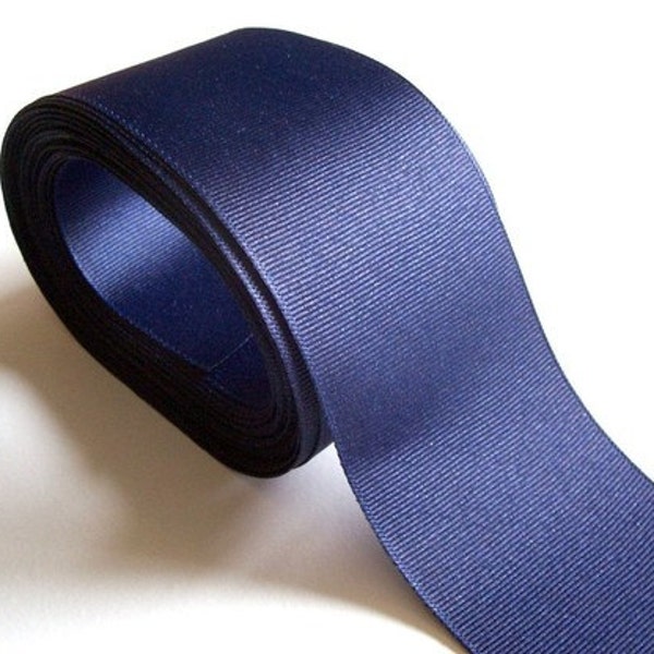 Navy Blue Ribbon, Offray Navy Blue Grosgrain Ribbon 2 1/4 inches wide x 10 Yards, SECOND QUALITY FLAWED, 619