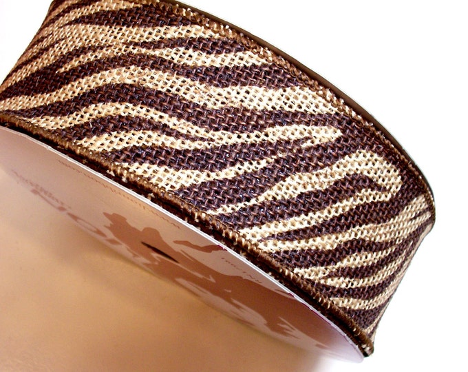 Tiger Stripe Ribbon Jute Burlap Wired Fabric Ribbon 2 1/2 - Etsy