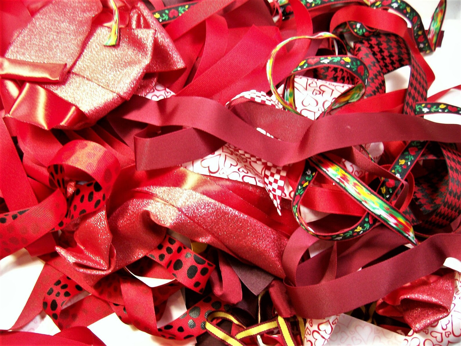 Red Ribbon Scraps Bag of Assorted Ribbon and Trim Scraps x 12 Etsy