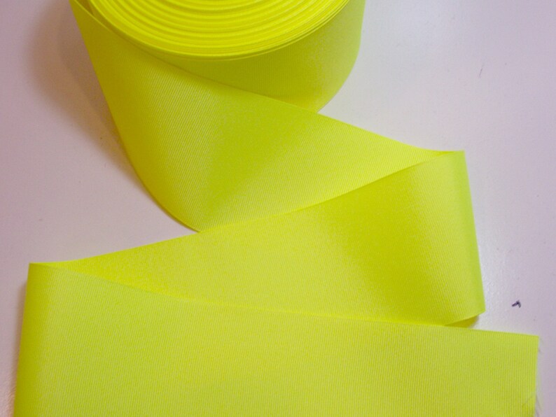 Wide Yellow Ribbon Neon Yellow Grosgrain Ribbon 3 Inches Wide Etsy
