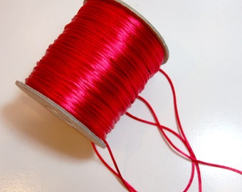 Red Cord, Red Rat Tail Satin Cord Sewing Trim 1/8 inch x 20 yards, 674