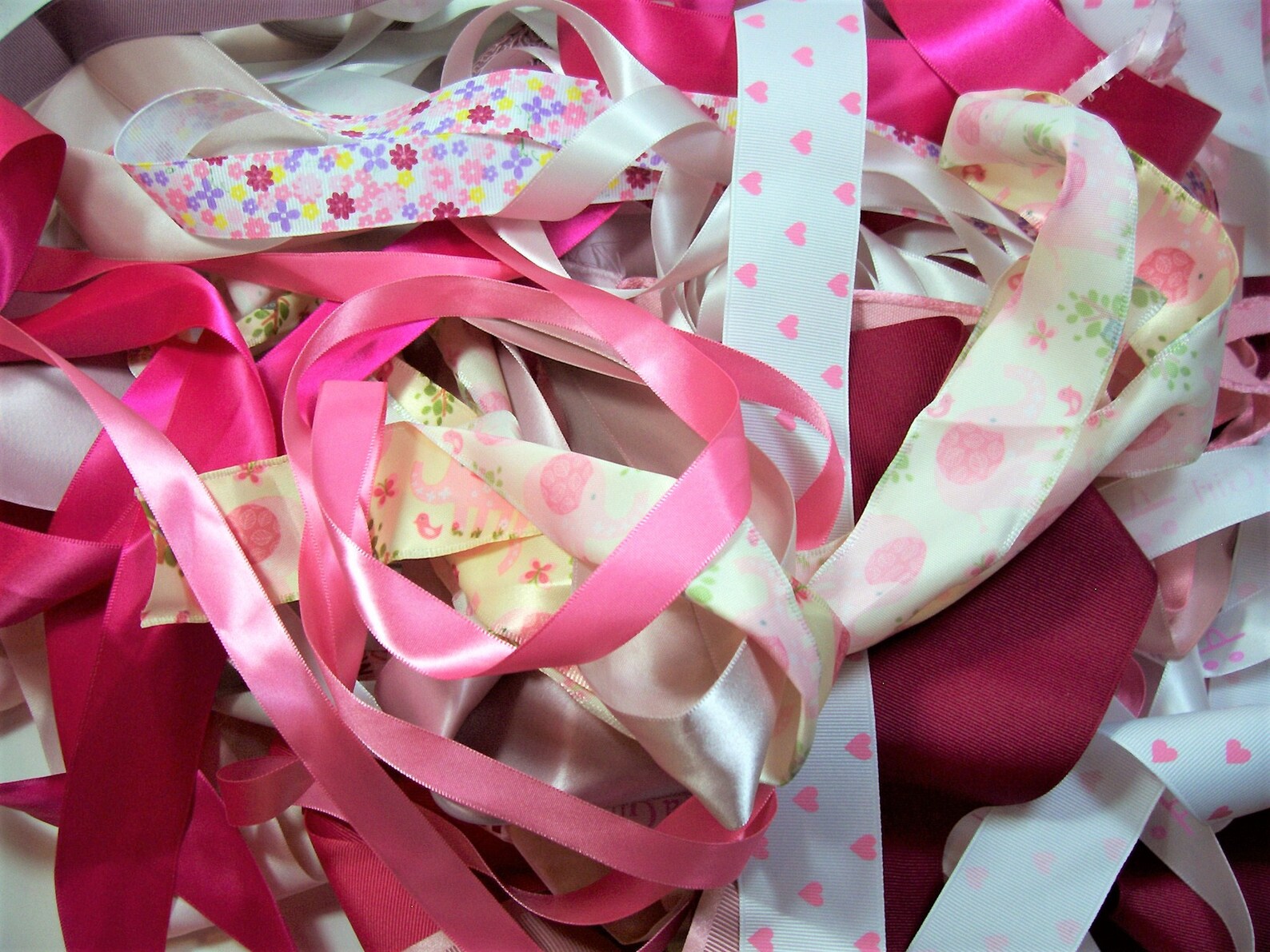 Pink Ribbon Scraps Bag of Assorted Ribbon and Trim Scraps x Etsy