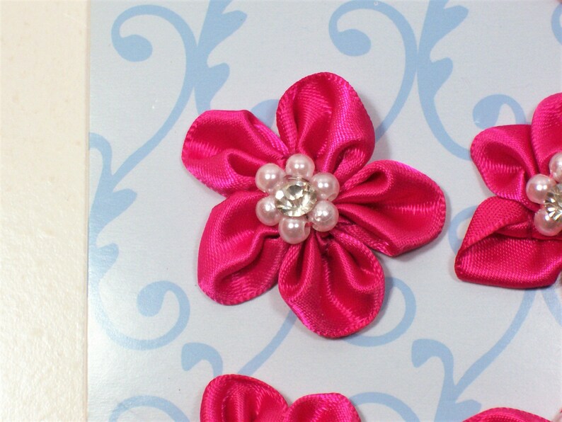 Pink Roses Pink Flower Appliques Offray Ribbon Rose Satin | Etsy