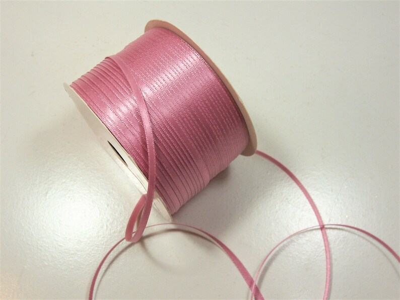 Pink Ribbon Double-faced Mauve Pink Satin Ribbon 1/8 Inch X - Etsy