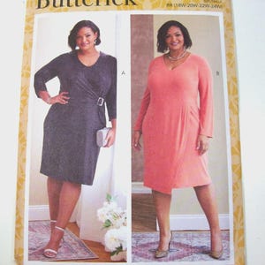 Modello non tagliato per abito taglie forti da donna Butterick B6781 RR Taglie USA 18W-24W B7