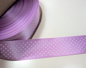 Purple Ribbon, Single-Faced Satin Ribbon 1 1/2 inches wide x 10 yards, Orchid Purple Confetti Dot Ribbon, 206