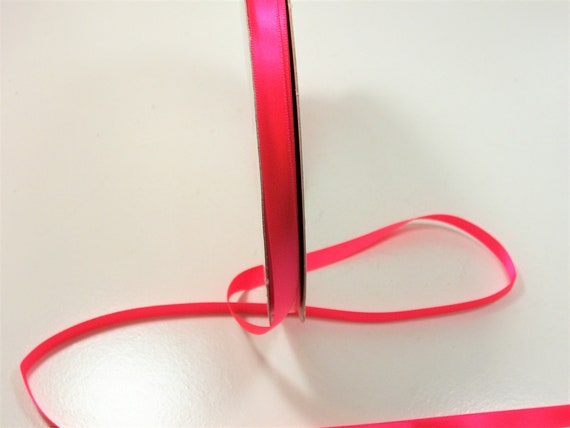Neon Pink Ribbon, Schiff Single-faced Shocking Pink Satin Ribbon 1 1/2  Inches Wide X 5 Yards 