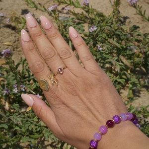 Purple bracelet, purple Summer bracelet, beach bracelet, purple bead bracelet, summer jewelry
