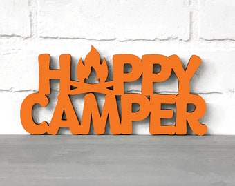 Happy Camper Wood Camping Signs, Wood Wall Art Camper Decor Wall Hanging, Modern Woodwork Rv Accessories, Lake Summer Quotes Wooden Signs