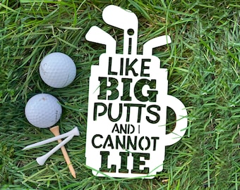 I Like Big Putts and I Cannot Lie Golfing Pun Wood Wall Art Sign, Funny Golf Gift For Men, Masters Golf Party Wall Decor, Popular wood Art