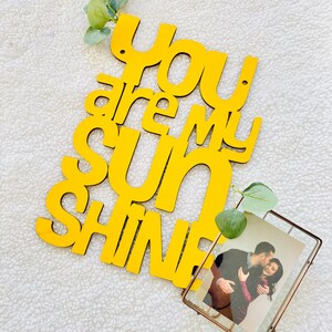 You Are My Sunshine Wood Wall Art Sign, Gender Neutral Baby Shower Nursery Gift For Expecting Mom, Carved Wood Wall Art Kids Bedroom Decor Yellow