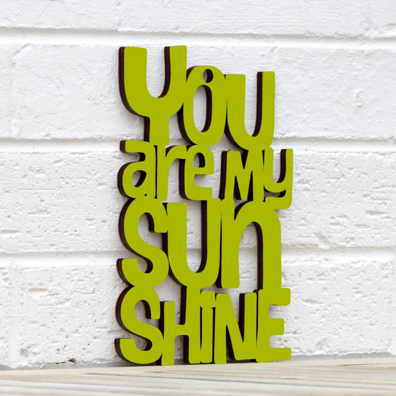 You Are My Sunshine Wood Wall Art Sign, Gender Neutral Baby Shower Nursery Gift For Expecting Mom, Carved Wood Wall Art Kids Bedroom Decor Pear Green