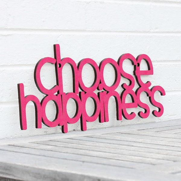 Choose Happiness Carved Wood Sign, Classroom Decoration, Be Happy Wooden Wall Hanging Boho Sign, Motivational Positive Teen Girl Room Decor