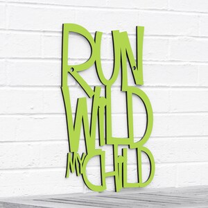 Run Wild my Child Carved Wood Sign, Wild One Birthday Boy Decoration, Woodland Nursery Decor Boy, Safari Nursery Wood Carving Wall Art Decor Pear Green