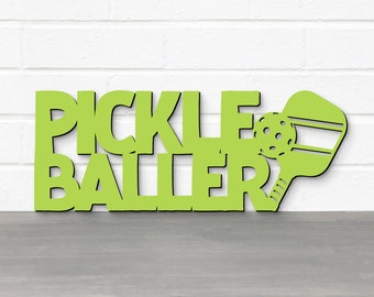 Pickleballer Carved Wood Wall Art, Pickleball Gifts For Women Trending Now, Pickleball Accessories Laser Cut Words, Cute Pickleball Wall Art