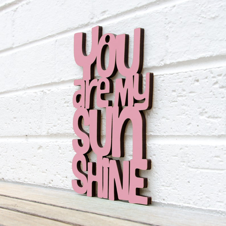 You Are My Sunshine Wood Wall Art Sign, Gender Neutral Baby Shower Nursery Gift For Expecting Mom, Carved Wood Wall Art Kids Bedroom Decor Pink