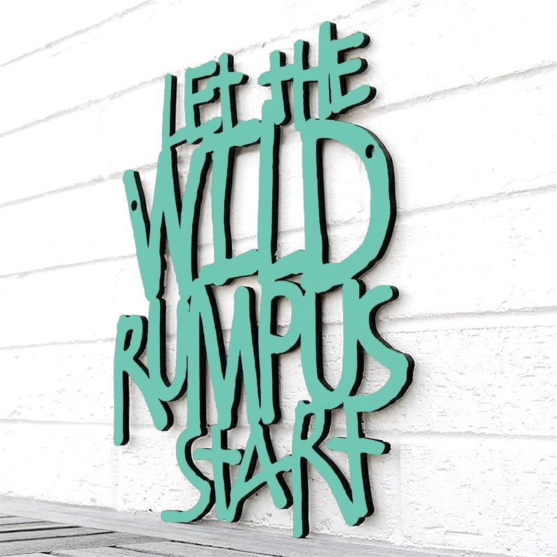 Let The Wild Rumpus Start Wood Wall Art, Where The Wild Things Are Nursery Decor, Toddler Boy Playroom Sign, Maurice Sendak Childrens Book Turquoise