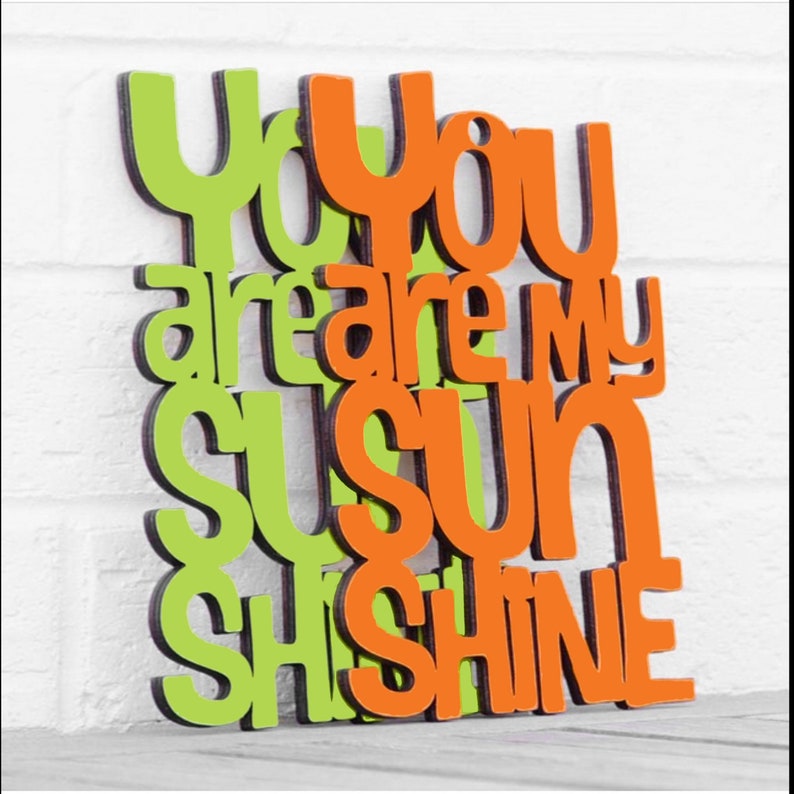 You Are My Sunshine Wood Wall Art Sign, Gender Neutral Baby Shower Nursery Gift For Expecting Mom, Carved Wood Wall Art Kids Bedroom Decor Orange