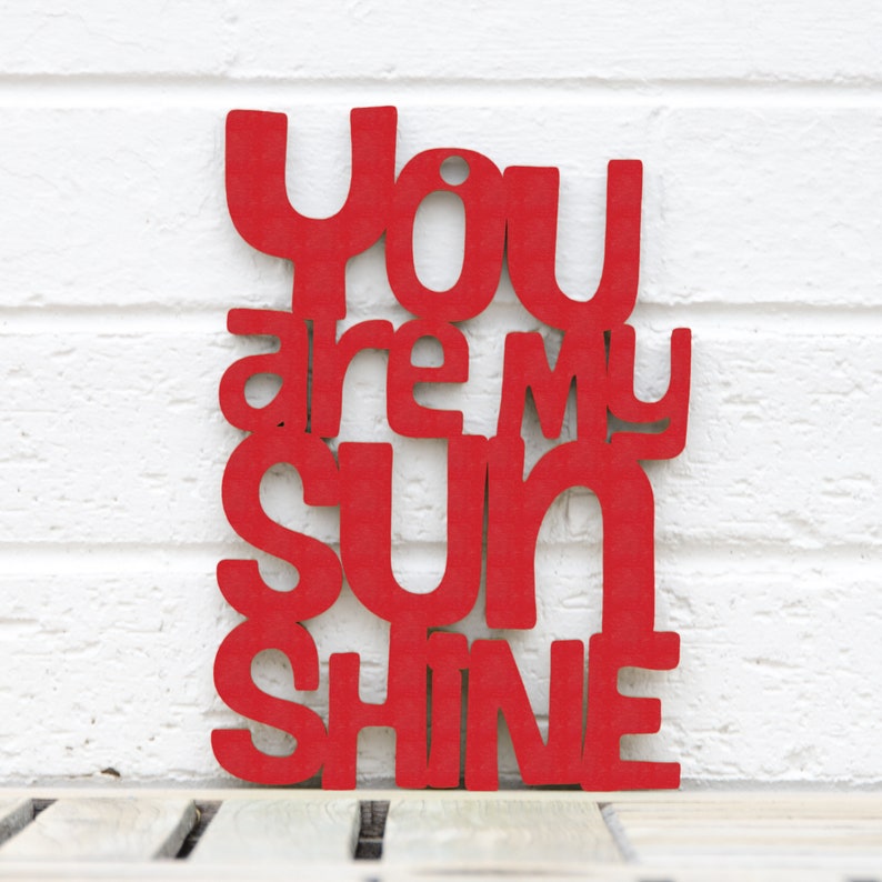 You Are My Sunshine Wood Wall Art Sign, Gender Neutral Baby Shower Nursery Gift For Expecting Mom, Carved Wood Wall Art Kids Bedroom Decor Red