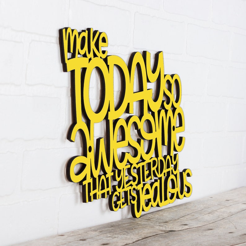 Make Today So Awesome Inspirational Carved Wood Sign, Inspirational Teen Bathroom Wood Wall Decor, Motivational Classroom Decor Teacher Sign image 2