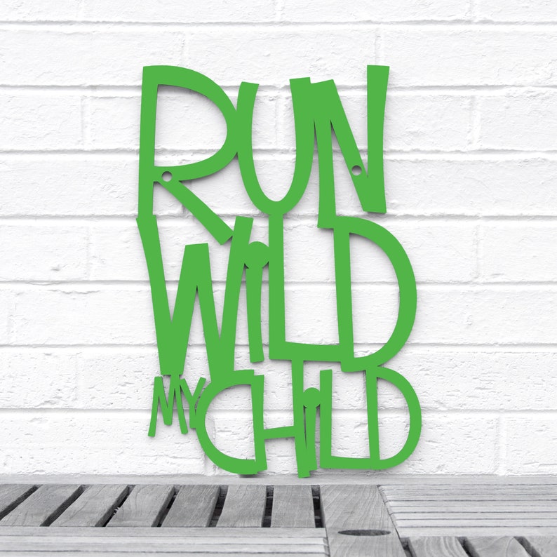 Run Wild my Child Carved Wood Sign, Wild One Birthday Boy Decoration, Woodland Nursery Decor Boy, Safari Nursery Wood Carving Wall Art Decor Green