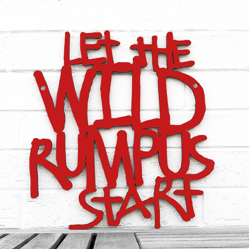 Let The Wild Rumpus Start Wood Wall Art, Where The Wild Things Are Nursery Decor, Toddler Boy Playroom Sign, Maurice Sendak Childrens Book Red